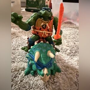 1992 Retro TMNT caveman Leo with Dino action figure